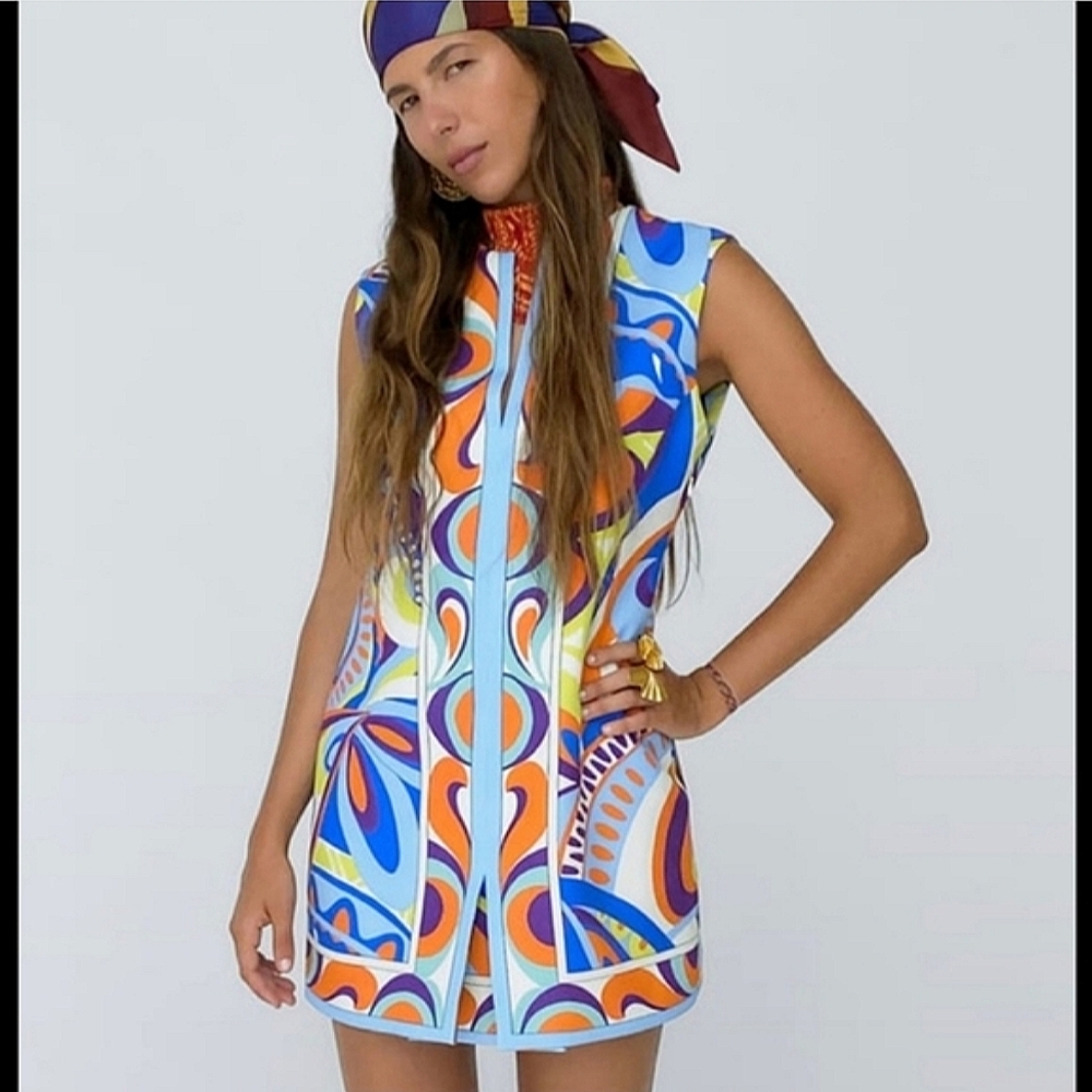 Zara Printed Dress Mini NEW Pucci Vibes Size S - Picture 3 of 16